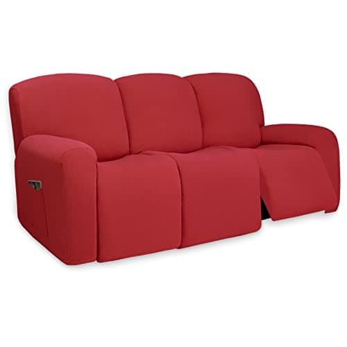 PureFit Super Stretch 3 Seats Recliner Sofa Couch Cover with Pocket – Non Slip Soft Sofa Slipcover, Washable Spandex Reclining Furniture Protector for Kids, Pets (Recliner Sofa, Red) — image 1