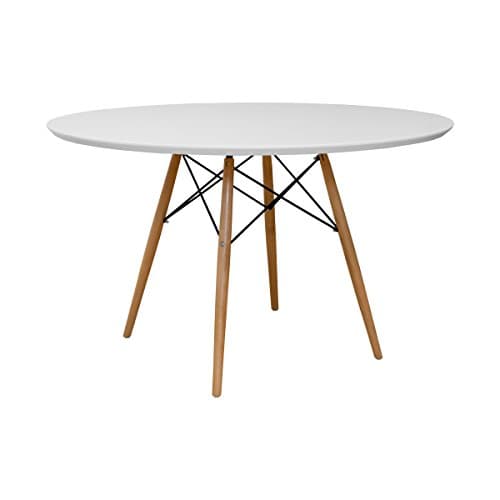 Mod Made Paris Tower White Round Wood Dining Table 47" for 4-6 People Mid-Century Inspired Design — image 1
