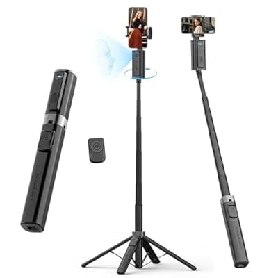 AOCHUAN Auto Face TrackingTripod, w/Gesture Control for iPhone,Extendable Pole, 360° Rotating Selfie Stick,Wireless Remote,Video Recording 4-Leg Stable & Portable Tripod