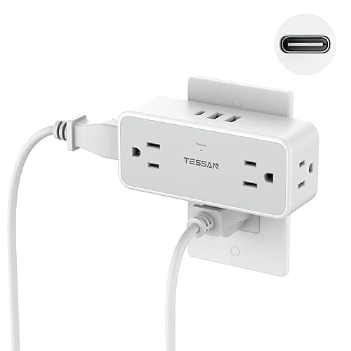 Multi Plug Outlet Splitter, TESSAN 4 Wall Outlet Extender with 3 USB Wall Charger(1 USB C), Surge Protecter 900J, Widely Spaced Multiple Plug Expander — image 1