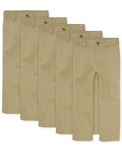 The Children's Place Boys Stretch Chino Pants,Flax 5 Pack,4
