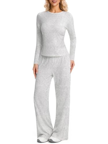 Womens 2 Piece Long Sleeve Lounge Sets Travel Outfits 3 Inseams — image 1