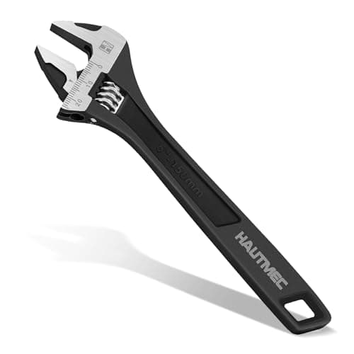HAUTMEC 6 inch Adjustable Wrench Extra Wide Jaw Black Finish Adjustable Wrenches Drop-Forged CR-V Steel Metric & SAE Scales for Home Garage Workshop DIY — image 1