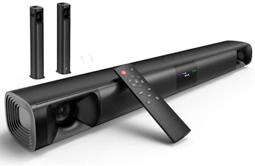 WebsLand Sound Bar for Smart TV, 80W 2.0 Channel Detachable Soundbar with Optical/ARC/AUX/Bluetooth, Surround Sound System for Home Theater, Wall Mountable or Desktop TV Speaker.
