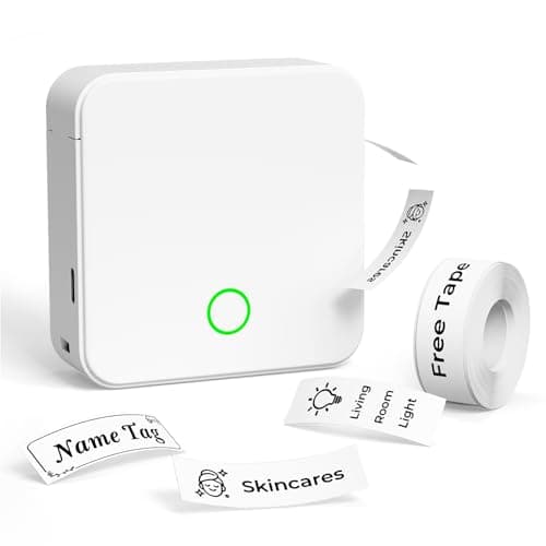 P0 Label Maker, Thermal Machine Sticker Label Printer, Label Maker Waterproof Labels, Multiple Templates, Portable Thermal Small Label Printer for Home Office School Organization White — image 1