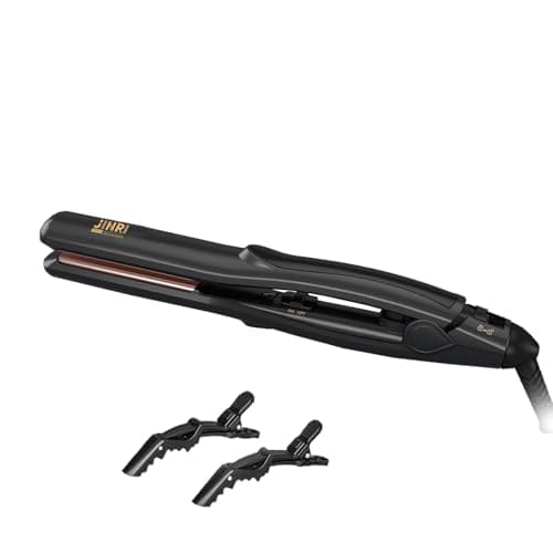 JINRI Hair Straightener, Tourmaline Ionic Flat Iron Hair Straightener & Curls, 360 ° Tail Rotation, 400 ℉, Dual Voltage, 100-240V, with Lock Key for Easy Storage (Black, 0.8 inch) — image 1