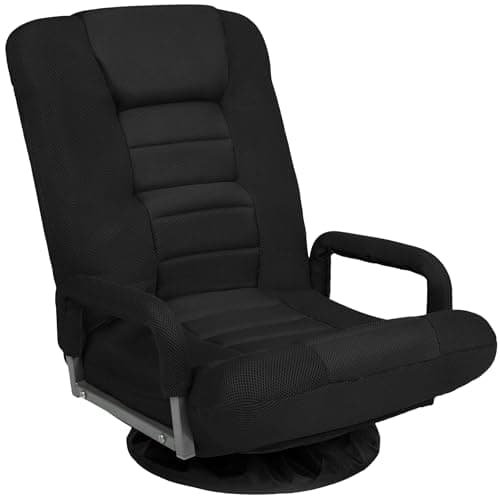 Best Choice Products Swivel Gaming Chair 360 Degree Multipurpose Floor Chair Rocker for TV, Reading, Playing Video Games w/Lumbar Support, Armrest Handles, Adjustable Foldable Backrest - Black/Black — image 1