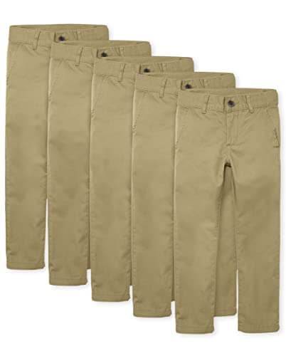 The Children's Place Boys Stretch Skinny Chino Pants,Flax 5 Pack,10