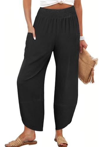 ANRABESS Womens Wide Leg Palazzo Capri Pants 2026 Summer Casual Loose High Waisted Lounge Flowy Cropped Beach Work Trousers — image 1
