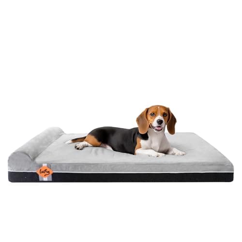 Laifug Orthopedic Memory Foam Extra Large Dog Bed with Pillow and Durable Waterproof Liner with Removable Washable Cover and Smart Design (Large (40" x 25" x 5.5"), Slate Gray)