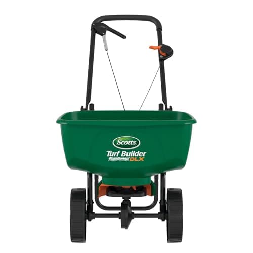 Scotts Turf Builder EdgeGuard DLX Broadcast Spreader - Spreader For Lawn Fertilizer, Weed & Insect Control, Grass Seed, and Ice Melt, Holds Up To 15,000 sq. ft. of Product