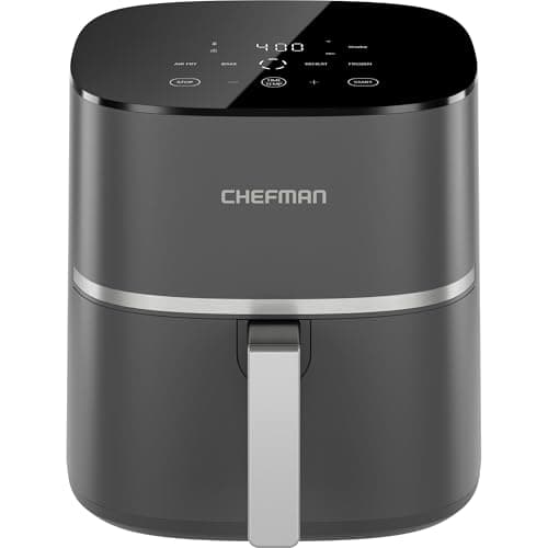 Chefman TurboX 4-in-1 Air Fryer, 5-Quart Airfryer for Extra Crispy Chicken, Fries, Wings, and More, Air Fry, Bake, Reheat, and Frozen Functions, Digital Touch Controls, Dishwasher Safe - Gray