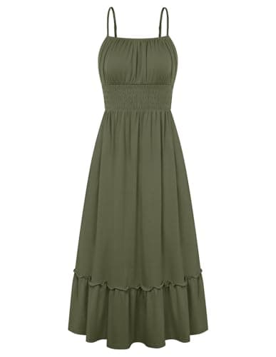 GRACE KARIN Women's Summer Maxi Dress 2026,Smocked Ruched Bust Sundress with Adjustable Straps & Pockets-Beach Vacation Dress — image 1