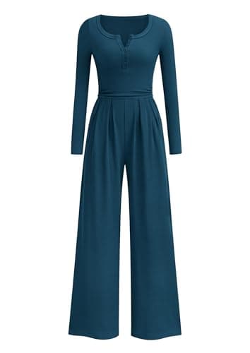 PRETTYGARDEN Jumpsuits for Women Dressy Casual 2026 Fall One Piece Outfits Long Sleeve Wide Leg Pants Romper Fashion Clothing — image 1