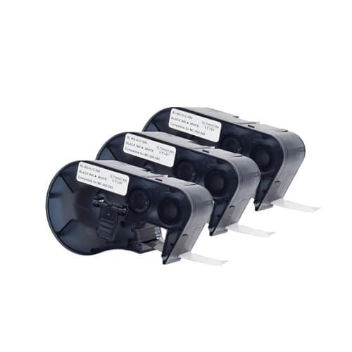 M21-500-595 Vinyl Label Tape - M210 Labels Compatible with BMP21 Plus BMP21 Lab Printer, Black On White, High Adhesion, High & Low Temperature Resistantance — image 1