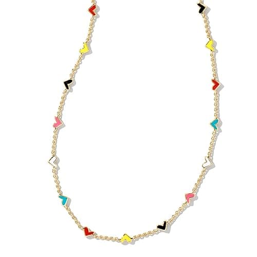 Kendra Scott Haven Heart Gold Strand Necklace in Multi Mix, Fashion Jewelry For Women