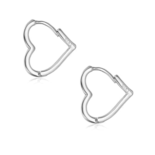 XIUQILAI 925 Sterling Silver Heart Earrings for Women, Dainty Huggie Hoop Fashion Hypoallergenic Small Chunky Stud Earrings Lightweight Love Heart Dangle Jewelry — image 1