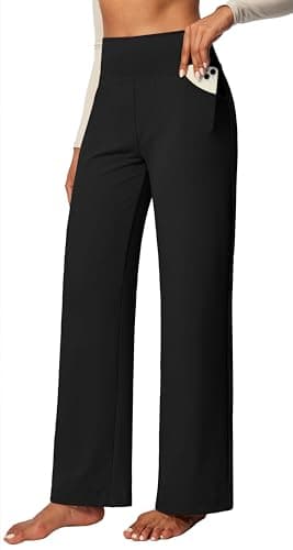 Yoga Pants with Pockets for Women Wide Leg Dress Pants High Waist Stretch — image 1
