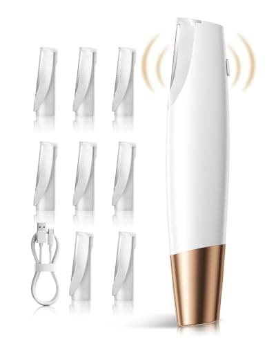 Sonic Dermaplane Razor for Women Face: Dermaplaning Tool with 8 Blades | Gentle Electric Peach Fuzz & Facial Hair Removal, Easy Glide, 3 Speeds, LED Light, Rechargeable for Home&Travel (Soft White) — image 1