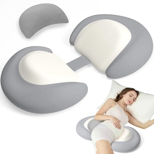 Pregnancy Pillows for Sleeping, Memory Foam Cooling Maternity Wedge Pillow | Adjustable Travel Pregnancy Pillow for Pregnant Women, Small Maternity Pillow with Washable Cover for Belly/Back Support|Grey — image 1