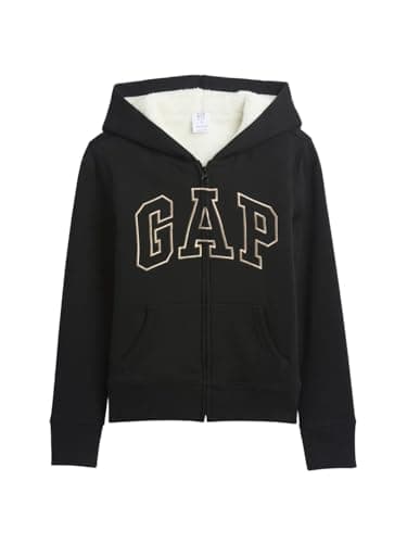 GAP Girls Logo Sherpa Heritage Full Zip True Black, XX-Large
