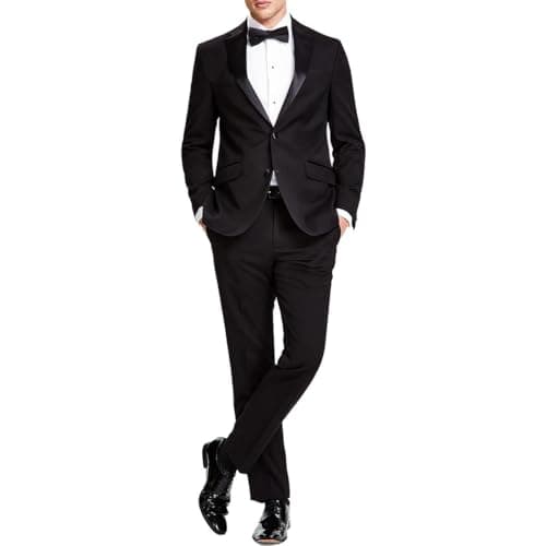 Kenneth Cole Reaction Mens Performance Fabric Tuxedo, Formal Suit for Black Tie, Black, 38 US