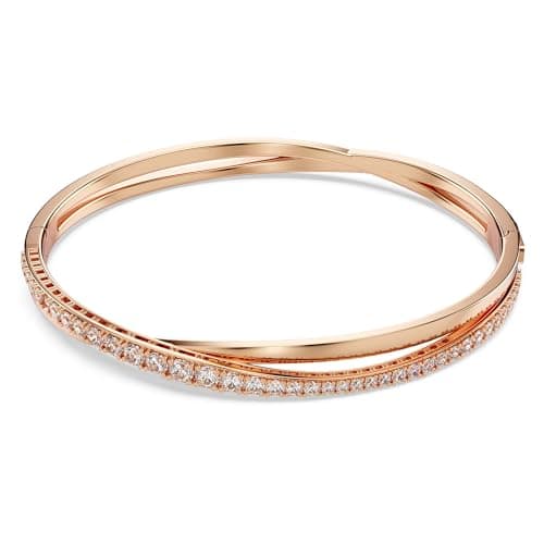 Swarovski Hyperbola Bangle Bracelet with Clear Crystals on a Rhodium Finished Setting, Size One