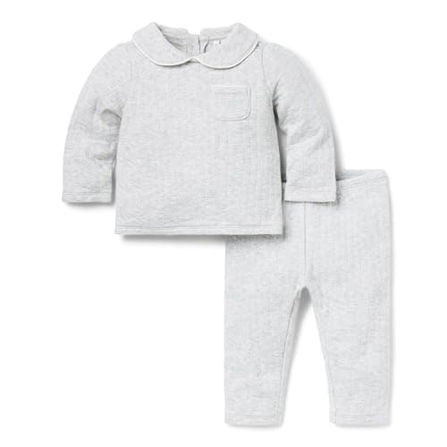 Janie and Jack Baby Quilted Matching Set, GREY, 6-12