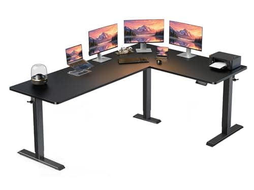 ErGear L Shaped Standing Desk, 75" x 63" Electric Adjustable Height Sit Stand Desk, Ergonomic Large Computer Table, Left & Right Interchangeable Installation, Suitable for Home Office Use, Black — image 1