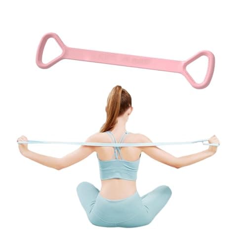 Figure 8 Resistance Band, Arm Back Shoulder Exercise Elastic Rope Stretch Fitness Band, Foot, Leg, Hand Stretcher, Arm Exerciser for Yoga Pilates Stretching Physical Therapy, Home Gym Workout( Pink — image 1
