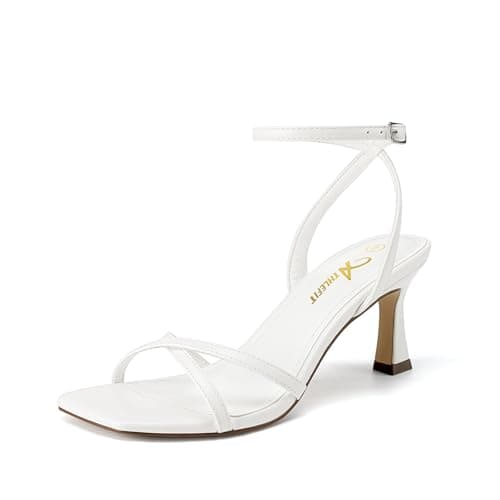 Athlefit Kitten Heels for Women Square Open Toe Strappy Heeled Sandals Ankle Strap Dress High Heels for Prom Party Wedding — image 1