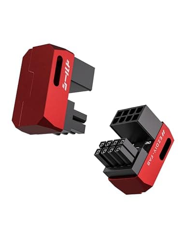 EZDIY-FAB Shield Series 8-Pin PCIe GPU Power Adapter,180-Degree U-Turn Angled Connector, Aluminum Design for Graphics Cards – Reverse Type,Red-2 Pack