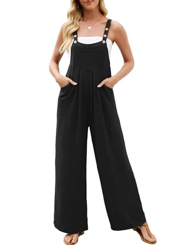 Heymoments Women's Casual Overalls Jumpsuits One Piece Adjustable Straps Wide Leg Long Bib Pant Rompers With Pockets — image 1