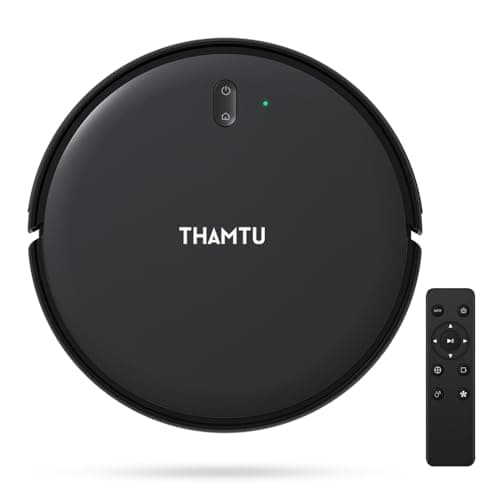 Thamtu Robot Vacuum Cleaner, Super Thin, Powerful Suction Vacuum Robot, Self-Charging Robotic Vacuum Cleaner, Cleans Hard Floors to Low-Pile Carpets, Black — image 1