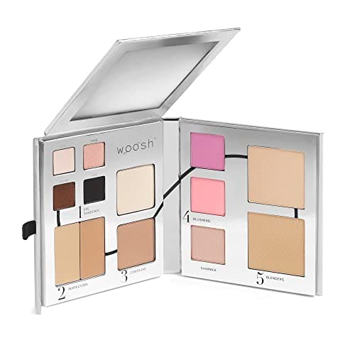 Woosh Beauty, Fold Out Face Original Makeup Palette, Travel, All in One, Neutral Cream & Powder (#2 Medium Light)