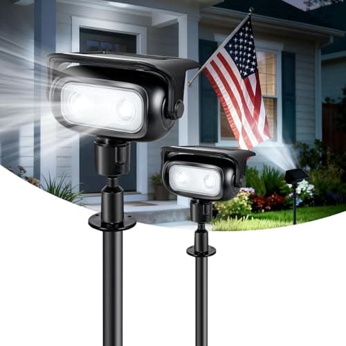 Ollny Solar Lights Outdoor Waterproof IP65,Super Bright LED 2 Lighting Modes 360° Rotation Solar Spot Lights Outdoor, Auto On/Off Landscape Lighting for Yard Garden Pathway 2 Pack (Cool White)