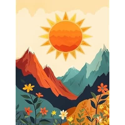 SuanFA Diamond Art Kits for Adults,Bohemian Sun & Mountain Landscape,Easy Diamond Painting for Teens Beginners for Home Wall Decor (12x16inch)