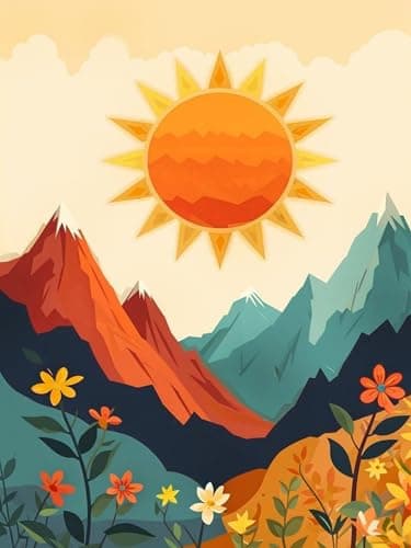 SuanFA Diamond Art Kits for Adults,Bohemian Sun & Mountain Landscape,Easy Diamond Painting for Teens Beginners for Home Wall Decor (12x16inch) — image 1