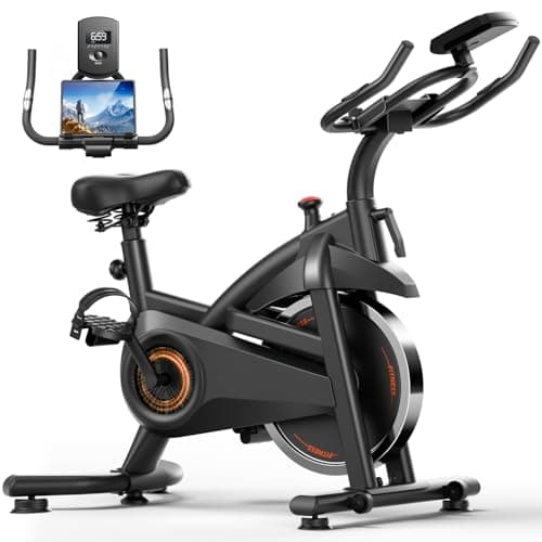 CURSOR FITNESS Exercise Bike, Stationary Bike for Home with Exclusive App, Indoor Cycling Spin Bike with 0-100 Adjustable Resistance, Extra Wide Comfortable Seat, Whole Family Fitness Workout Bike