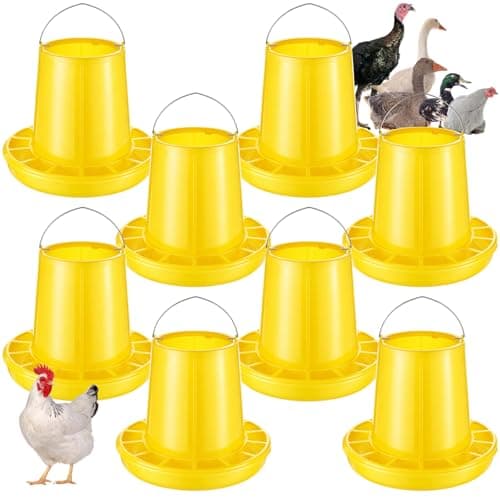 Shellwei 8 Pack 17.6 lb Hanging Chicken Feeders Large Chick Feeder Chicken Food Dispenser for Large Automatic Plastic Poultry Feed Dispensers for Ducks Geese Turkeys Quail — image 1