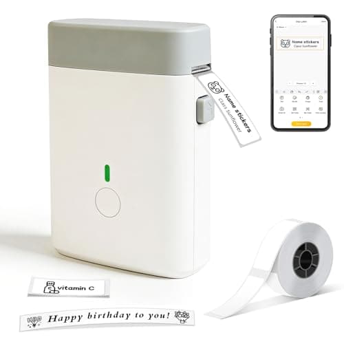 ORGBRO Label Maker Machine with Tape, Portable Bluetooth Label Printer for Home Office Organization, Support Pre-Cut & Continuous Labels, Inkless Thermal Small Labeler for School Kitchen, DX1-White — image 1
