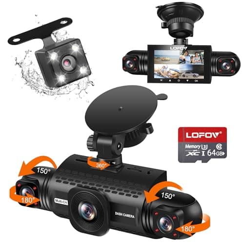 4 Channel Dash Cam 360° View 5G WiFi & APP Control, LOFOV 2K Front and Rear Inside, Left Right Dash Camera for Cars Free 64GB TF Card, G-Sensor, Night Vision, 24H Parking Mode — image 1