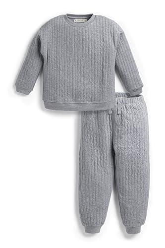 MONICA + ANDY Baby Organic Quilted Sporty Sweatsuit Heather Grey, 2T