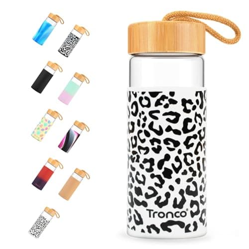 Tronco 20 oz Glass Water Bottles with Lids, Reusable Borosilicate Glass Bottles with Bamboo Lid & Non-Slip Silicone Sleeve for Coffee, Iced Tea, Water, Leak-Proof, BPA-Free – Ideal for Office & Home — image 1