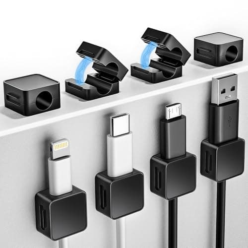 8 Pack Magnetic Cord Organizer Holder, Adjustable Cable Clips, Strong Adhesive Desk Cable Management Clips for Nightstand, Office, Car, Easy Open Design for Tidy Wire Organization