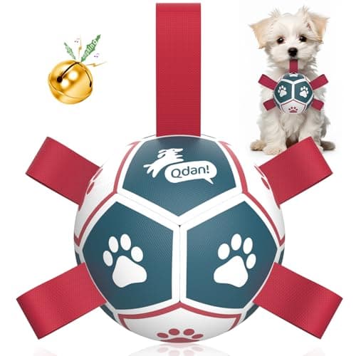 QDAN Dog Toys with Bell Inside, Durable Dog Balls for Tug of War, Outdoor Dog Toys, Squeaky Ball Toy (Blue, 5 inch) — image 1