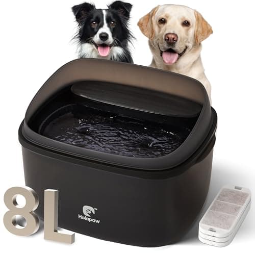 HOLAPAW Dog Water Fountain for Large Dogs, 2.1Gal/8L Dog Water Bowl Dispenser, No Spill Automatic Pet Water Fountain for Dogs Cats Multiple Pets with Ultra Quiet Pump, 3 Filter Replacement, Black — image 1