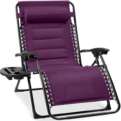 Best Choice Products Oversized Padded Zero Gravity Chair, Folding Outdoor Patio Recliner, XL Anti Gravity Lounger for Backyard w/Headrest, Cup Holder, Side Tray, Polyester Mesh - Amethyst Purple — image 1