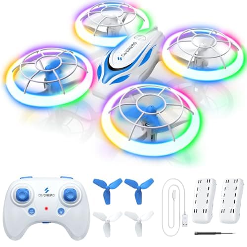 S60 Drone for Kids - RC Quadcopter with LED Lights, 2 Batteries, Altitude Hold and Full Propeller Protect, First Drones Toys Christmas Birthday Gifts for 8 9 10 11 12 13 14 Year Old Boys Girls, Blue