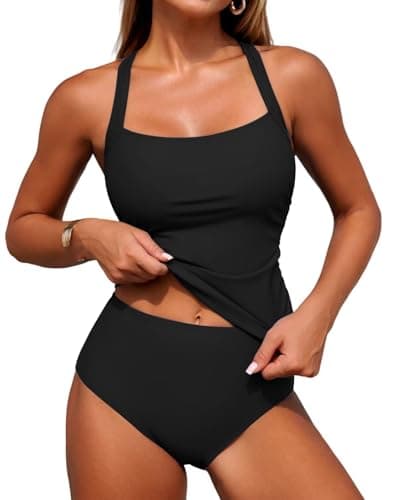 ZAFUL Women's Tankini Swimsuits Tummy Control Swimwear Two Piece Bathing Suits Swim Top with High Waisted Bottom — image 1